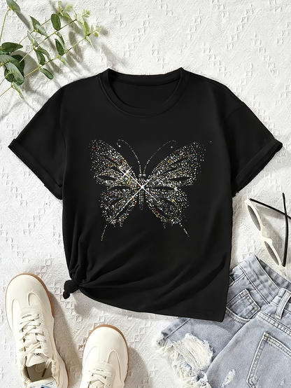 Men's Graphic T-Shirt Sparkling Gold Accents With Glittering Abstract Wings Butterfly