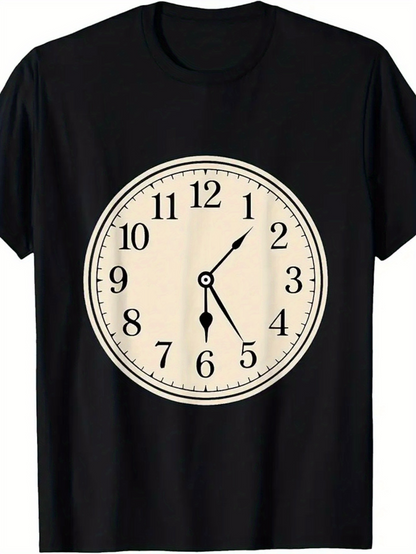 Men's Graphic T-Shirt Classic Wall Clock With Bold Numbers On Neutral Vintage Background Clock