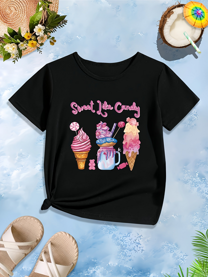 Men's Graphic T-Shirt Sweet Like Candy With Colorful Ice Cream Drinks And Sweets Dessert