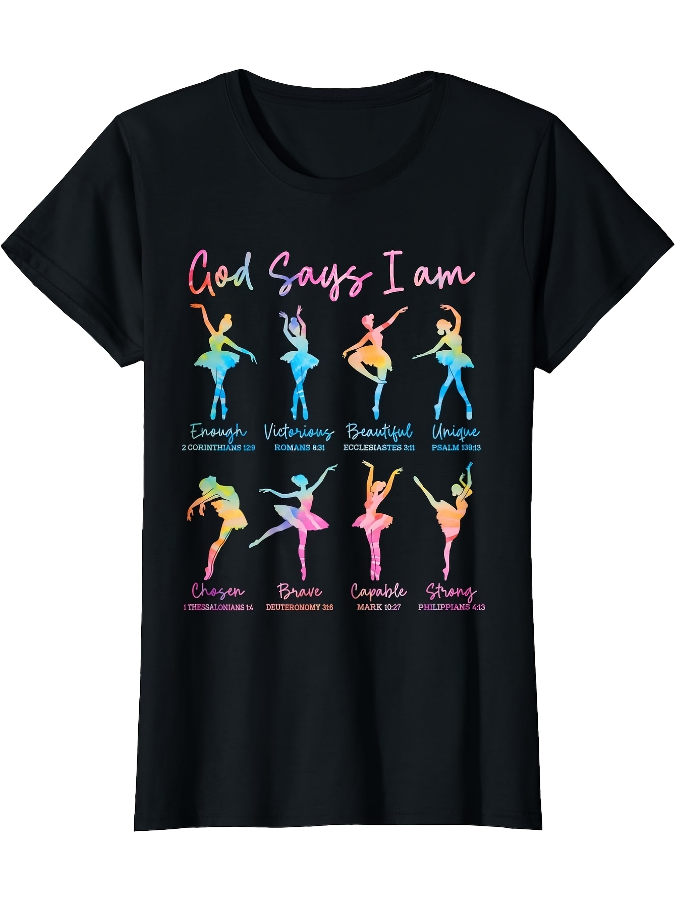 Men's Graphic T-Shirt God Says I Am Brave Beautiful Loved Among Colorful Ballet Dancer