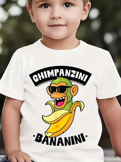 Men's Graphic T-Shirt Chimpanzini Text With Cartoon Sunglasses Banana Monkey