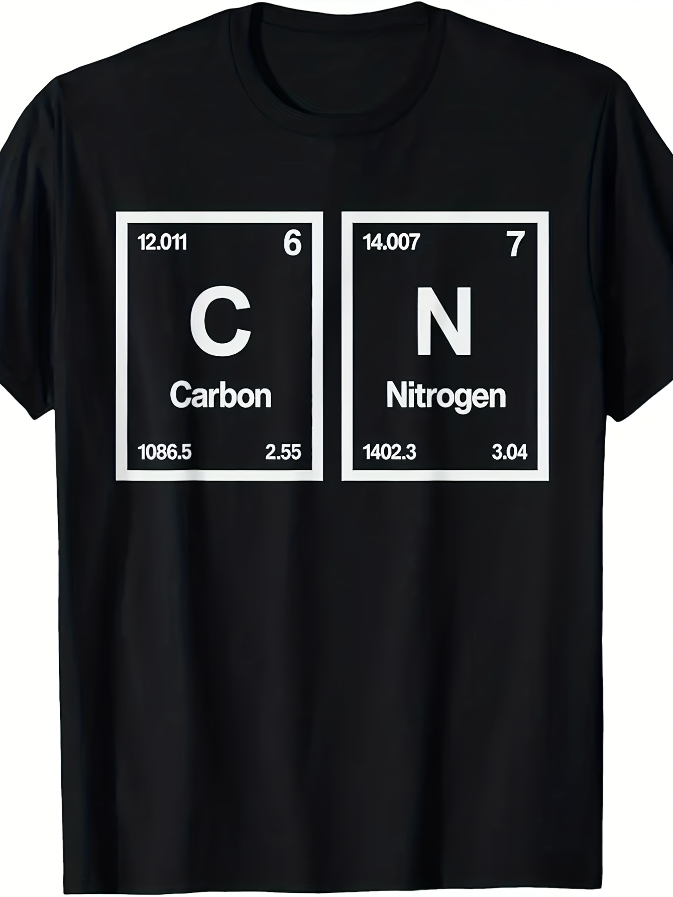 Men's Graphic T-Shirt Scientific Elements With Monochrome Periodic Table Graphic Carbon Nitrogen