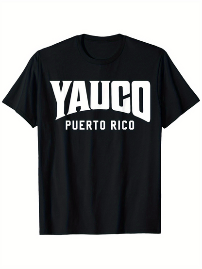Men's Graphic T-Shirt Yauco Puerto Rico Bold White Letters On Casual Streetwear Shirt