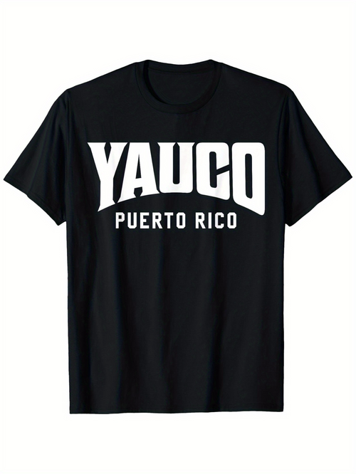 Men's Graphic T-Shirt Yauco Puerto Rico Bold White Letters On Casual Streetwear Shirt