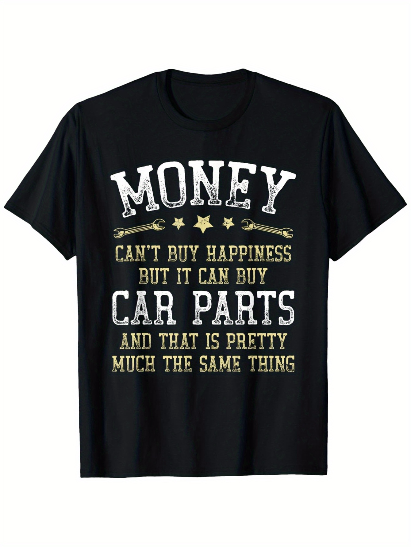 Men's Graphic T-Shirt Money Lettering With Multiple Fonts In Bold Car Parts