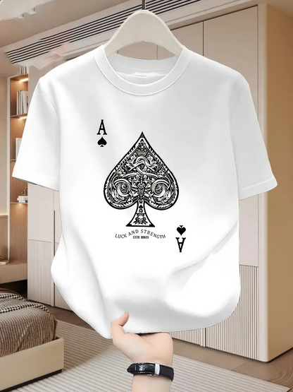 Men's Graphic T-Shirt Vintage Intricate Black Spade Symbol With Classic Playing Card Elements