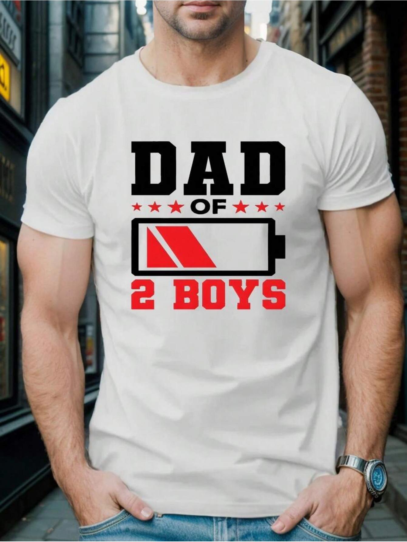 Men's Graphic T-Shirt Dad Of Two Boys With Low Battery Graphic T Shirt