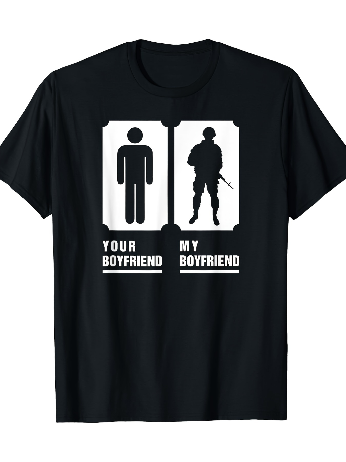 Men's Graphic T-Shirt Your Boyfriend My Boyfriend Silhouette Graphic With Soldier Icon Comparison