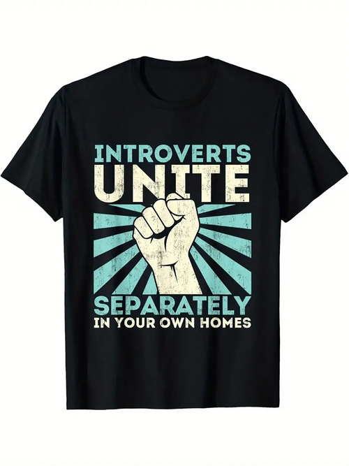 Men's Graphic T-Shirt Introverts Unite Bold Graphic Fist With Rays In Social Message Design
