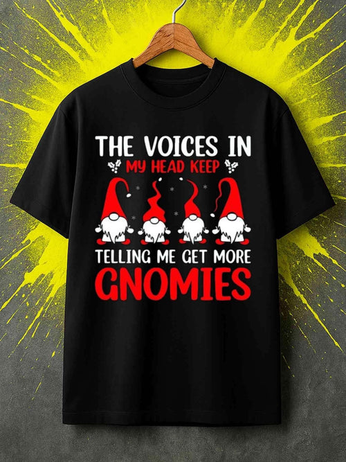 Men's Graphic T-Shirt The Voices In My Head With Doodle Art Hat Wearing Cartoon Gnomes