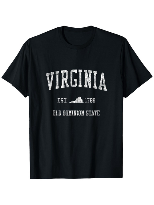 Men's Graphic T-Shirt Virginia Established 1788 With Old Dominion State Map T Shirt