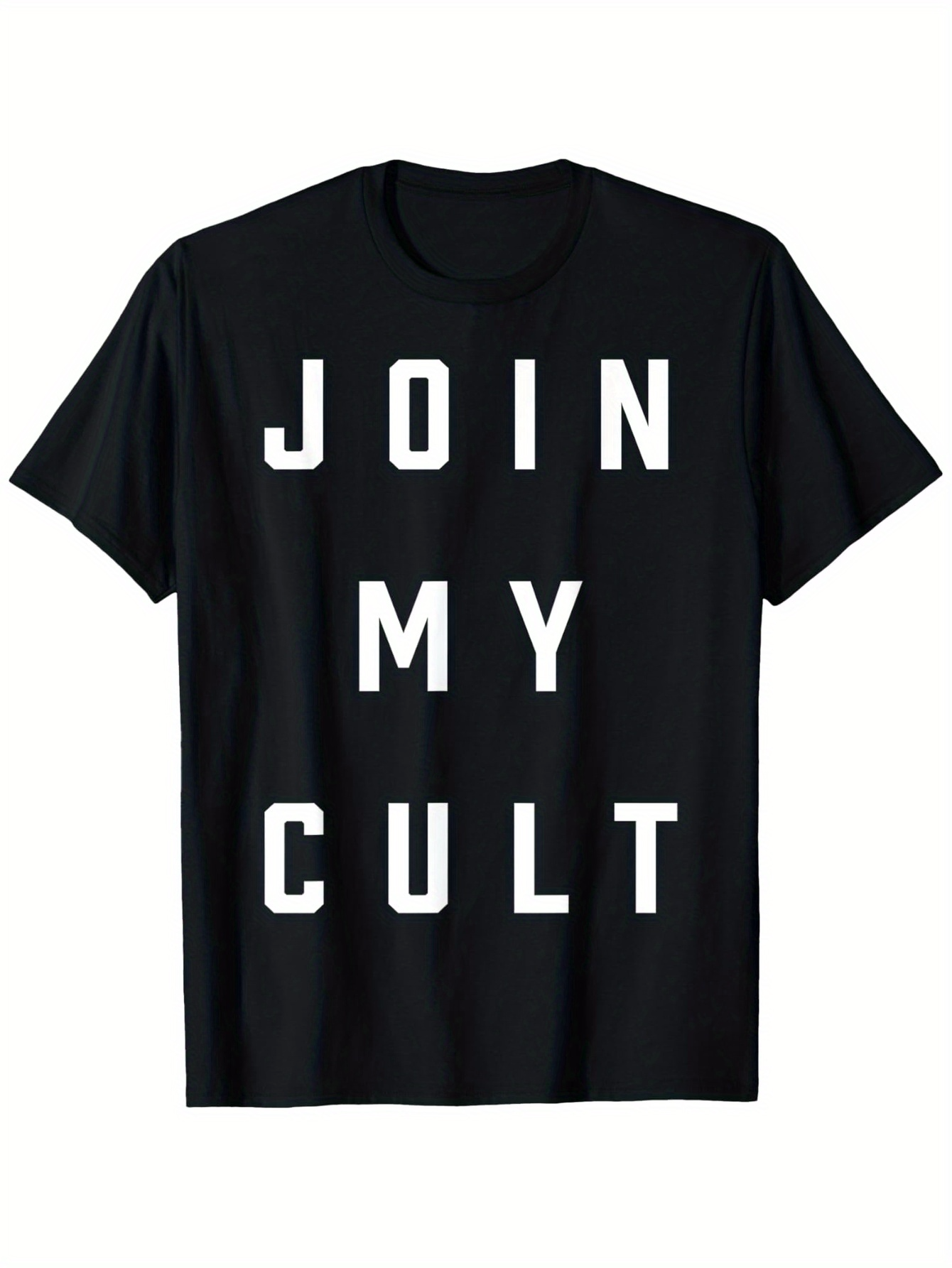Men's Graphic T-Shirt Join My Cult Bold White Text Contemporary Statement T Shirt