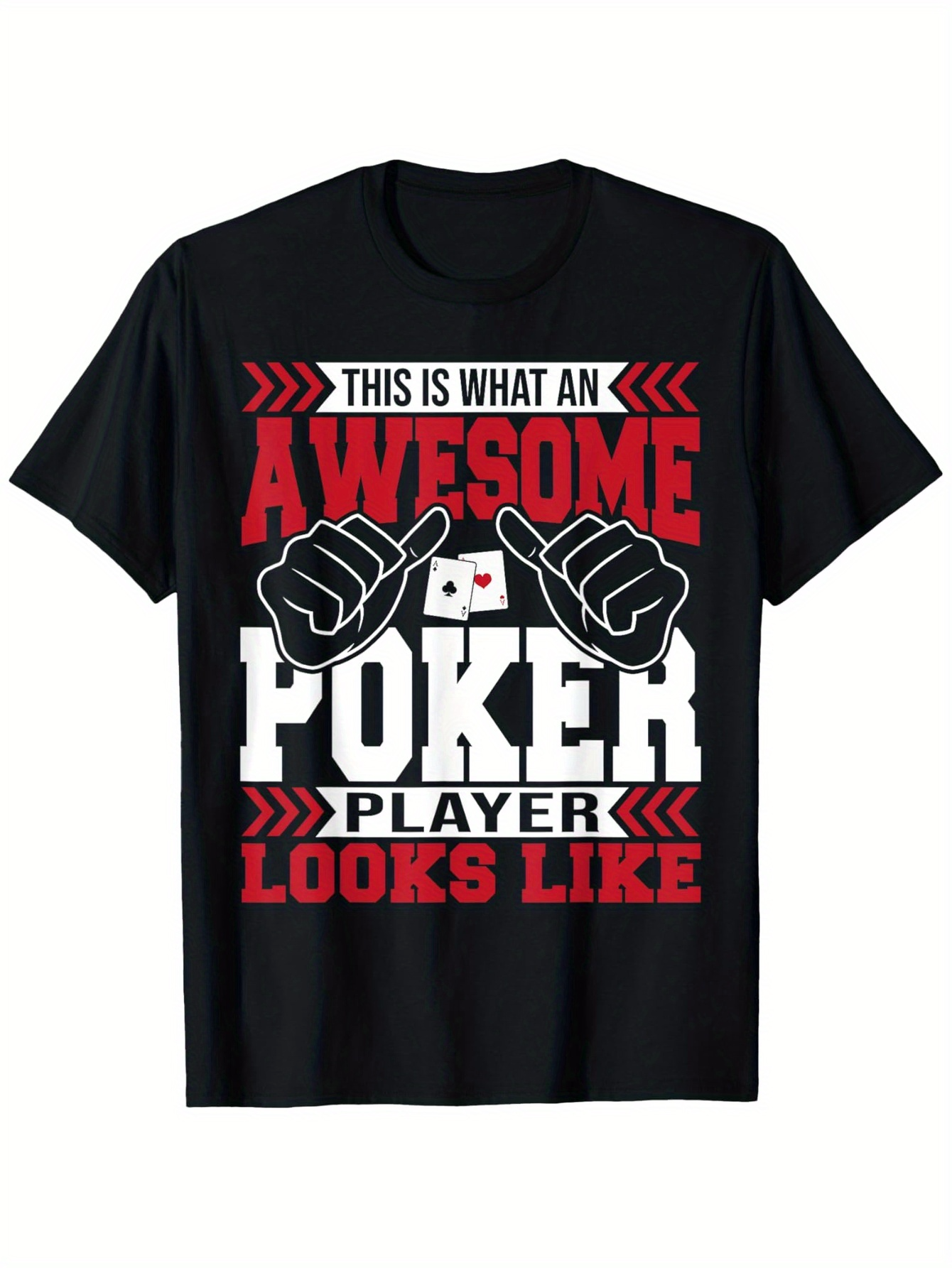 Men's Graphic T-Shirt Awesome Poker Player Graphic T Shirt With Cartoon Hands And Playing Cards
