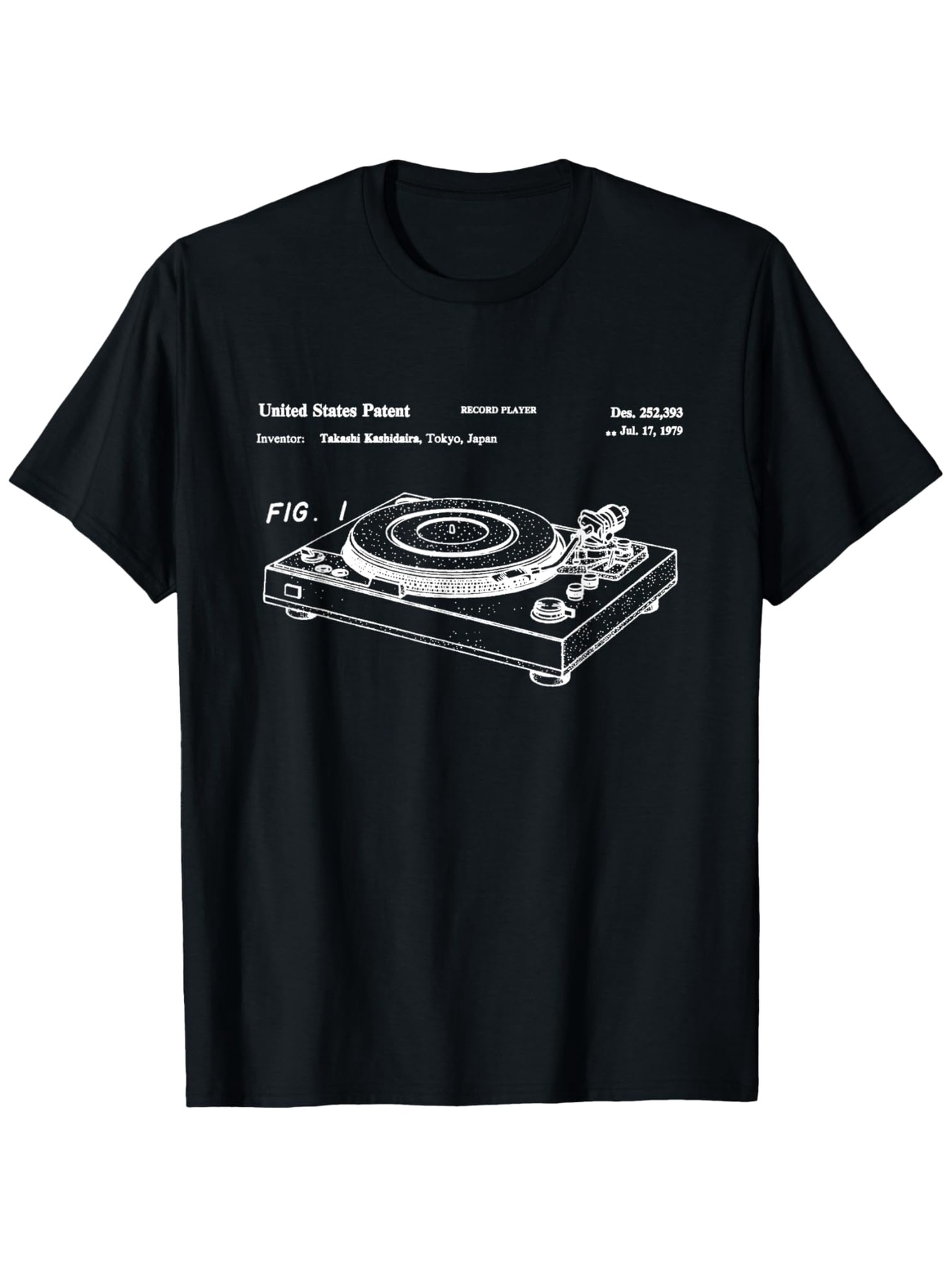 Men's Graphic T-Shirt Patent Drawing Inspired Technical Illustration With Detailed Labeling Of Turntable