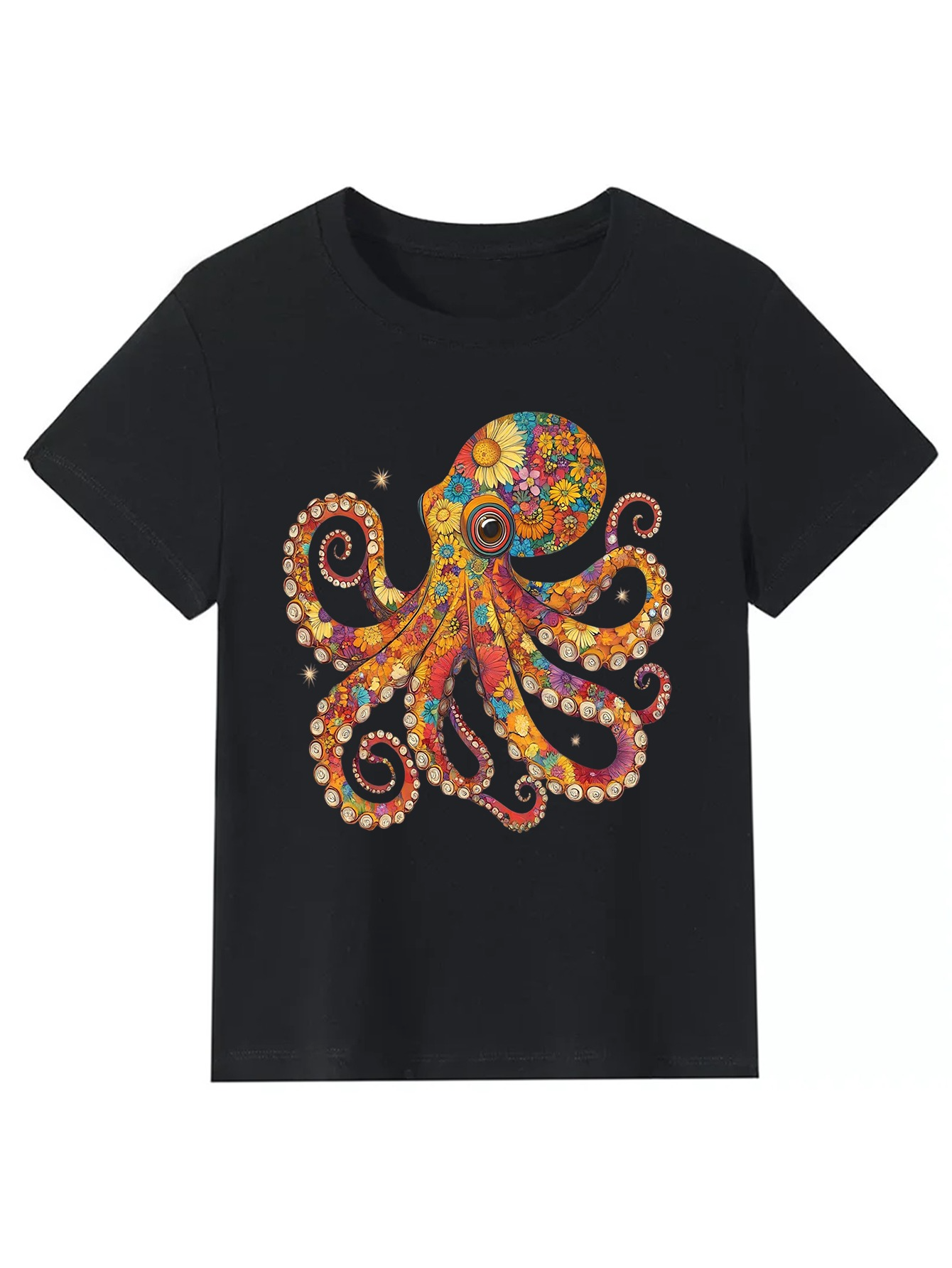 Men's Graphic T-Shirt Colorful Circular Motifs Among Radiant Patterns Vibrant Octopus