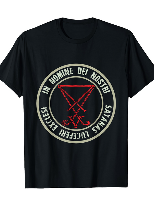 Men's Graphic T-Shirt In Nomine Dei Nostri Surrounded By Sigil With Occult Symbol