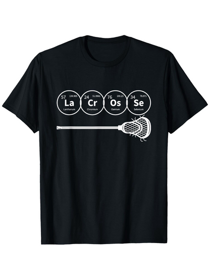 Men's Graphic T-Shirt Periodic Table Symbols With Lined Elements Featuring Lacrosse Stick