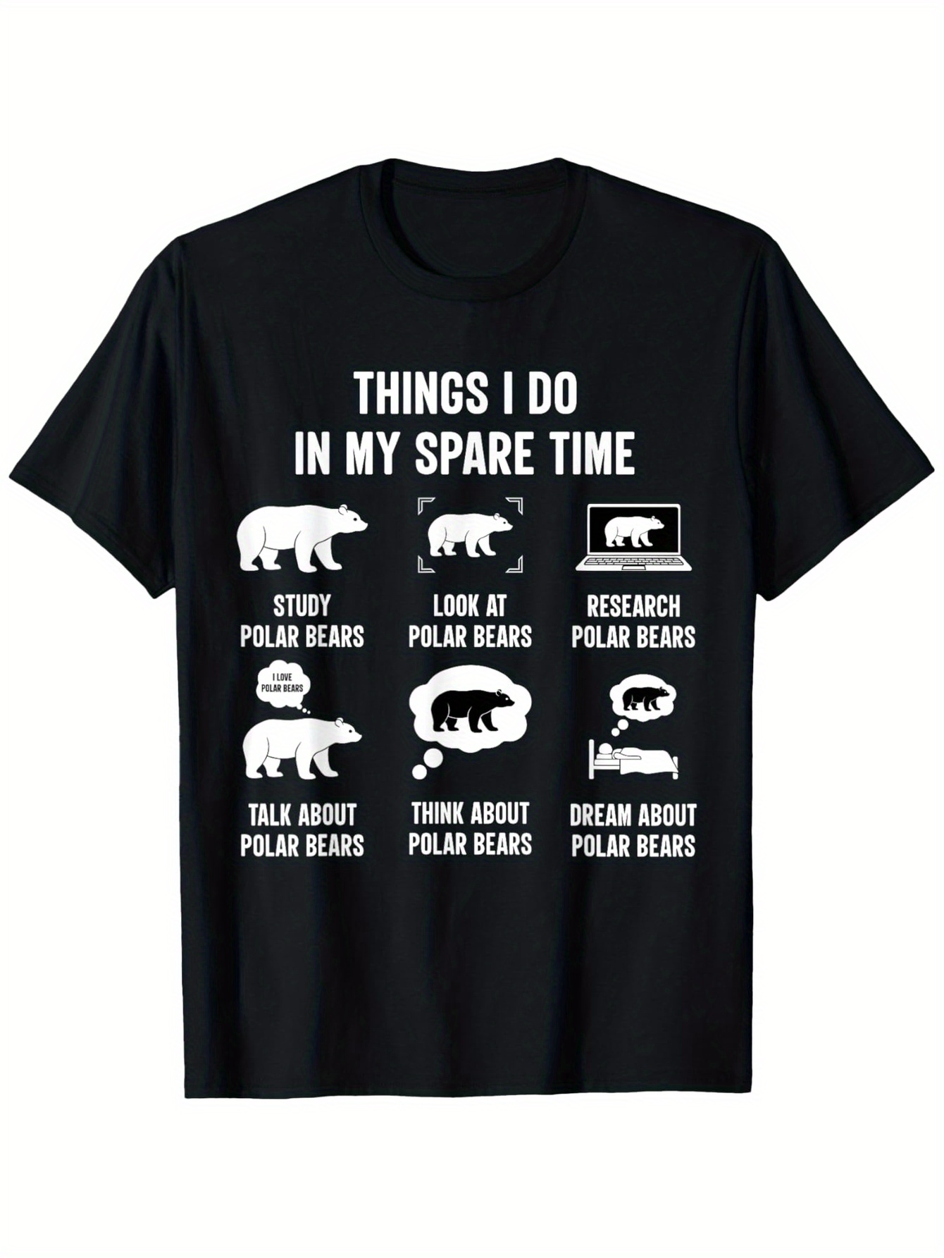 Men's Graphic T-Shirt Things I Do In My Spare Time White Icons With Creative Cartoon Polar Bears