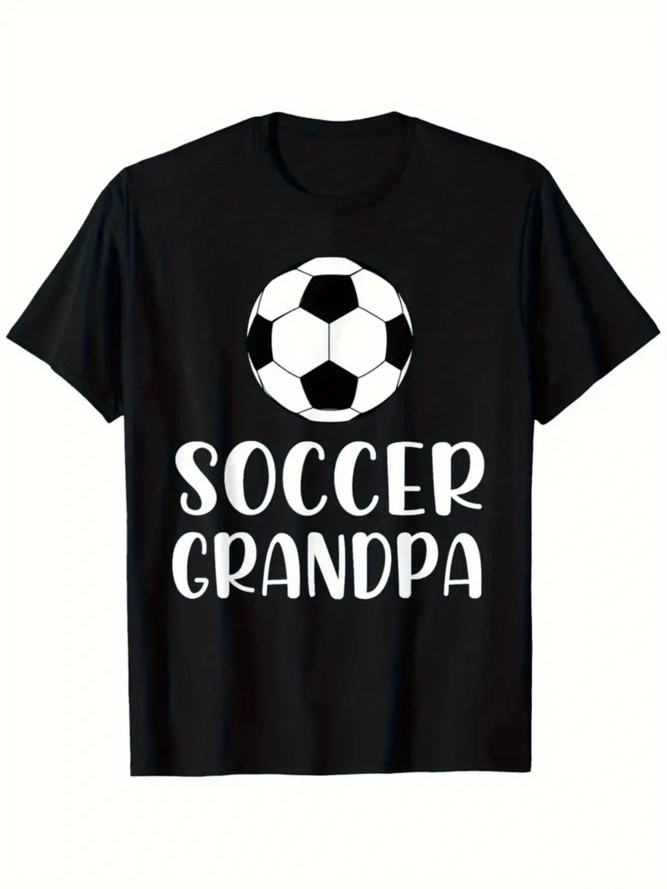 Men's Graphic T-Shirt Soccer Grandpa Classic Black And White Ball Over Lettering T Shirt