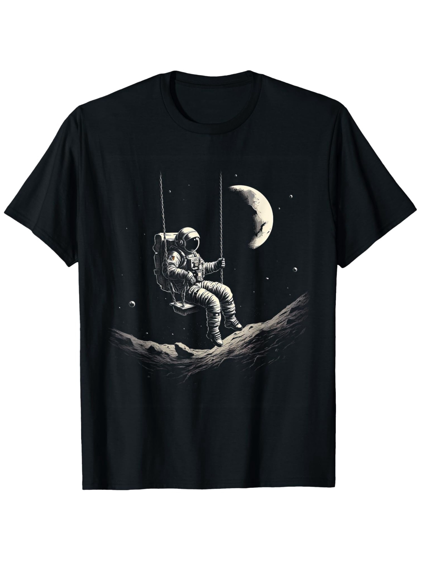 Men's Graphic T-Shirt Lonely Astronaut Sitting On A Lunar Swing Under The Crescent Moon