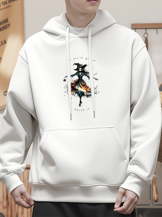 Men's Graphic Hoodie Abstract Ink Splashes With Dynamic Shapes Over White Hoodie