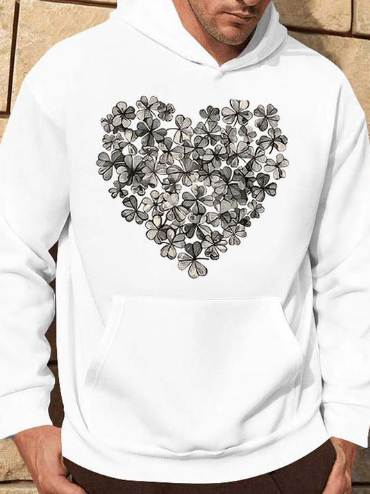 Men's Graphic Hoodie Blooming Heart Shaped Bouquet Under Morning Sunlight Clover