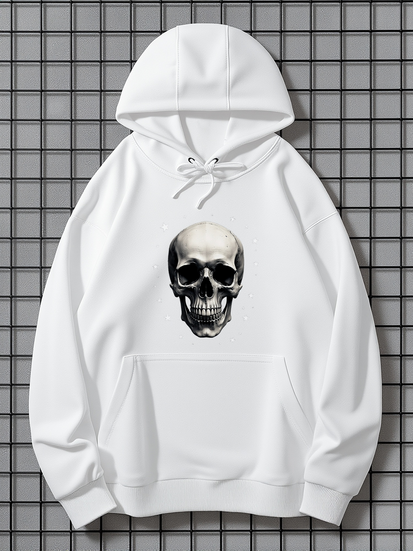 Men's Graphic Hoodie Dark Shadows Cast Over Realistic Human Skull