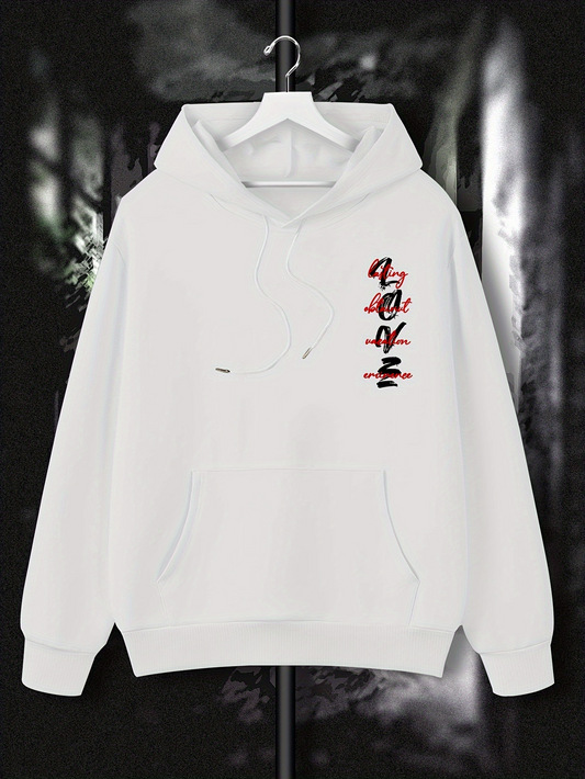 Men's Graphic Hoodie 1pc Mens Vintage Badge Sweatshirt - Casual Loose Fit Hoodie with Alphabet Badge (Badge Pattern) Polyester Fabric Long Sleeve Pullover for Fall Winter Regular Length Sweatshirt for Teen & Y