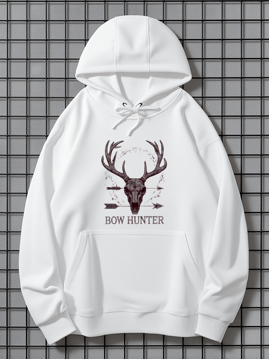 Men's Graphic Hoodie Bow Hunter Vintage Skull With Arrows Among Faded Rustic Forest Deer