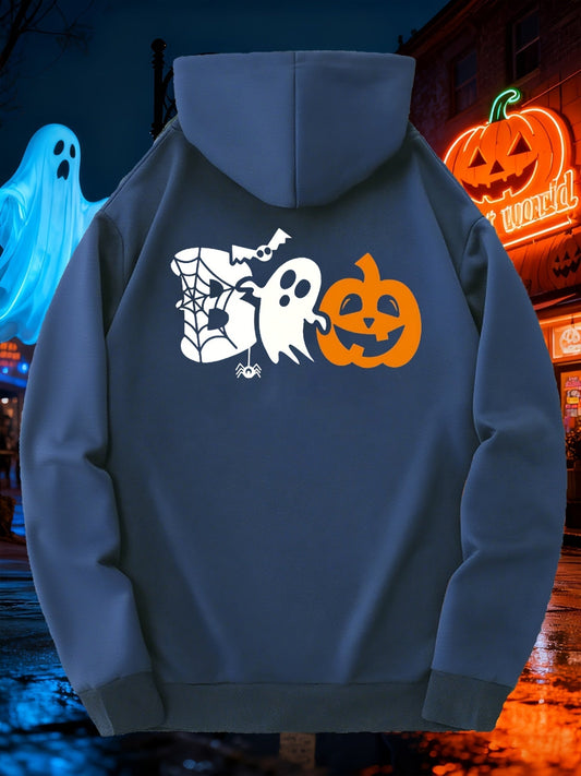 Men's Graphic Hoodie Cute Halloween Night With Ghost And Jack O Lantern Pumpkin