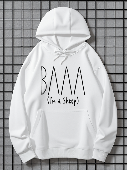 Men's Graphic Hoodie Baaa Im A Sheep Playful Lettering With Minimalist Letter Font Hoodie