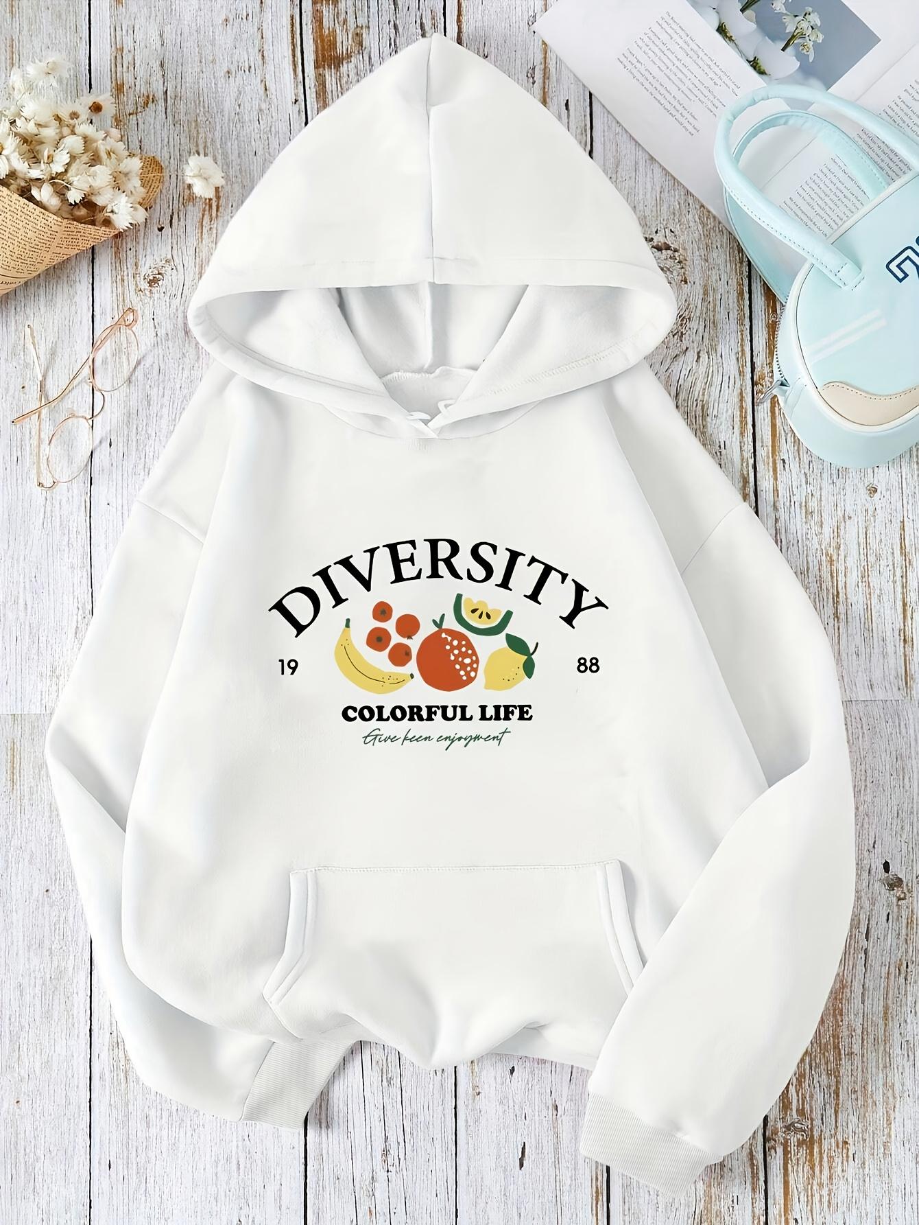 Women's Graphic Hoodie Diversity Colorful Life With Fresh Fruits Under Sunlight Hoodie