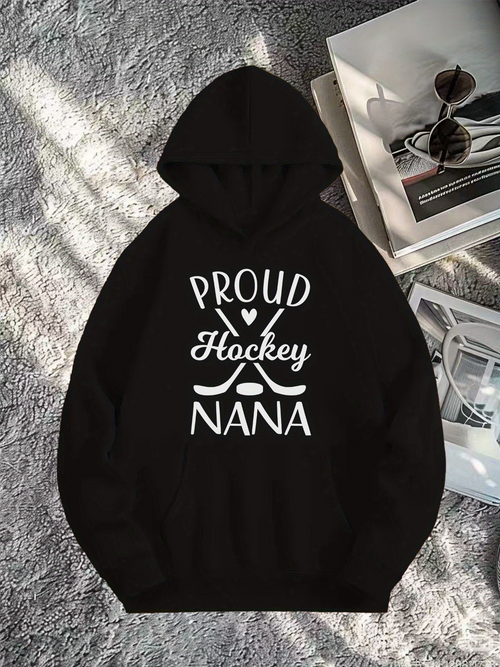 Men's Graphic Hoodie Proud Hockey Nana With Crossed Sticks And Heart Emblem Hoodie
