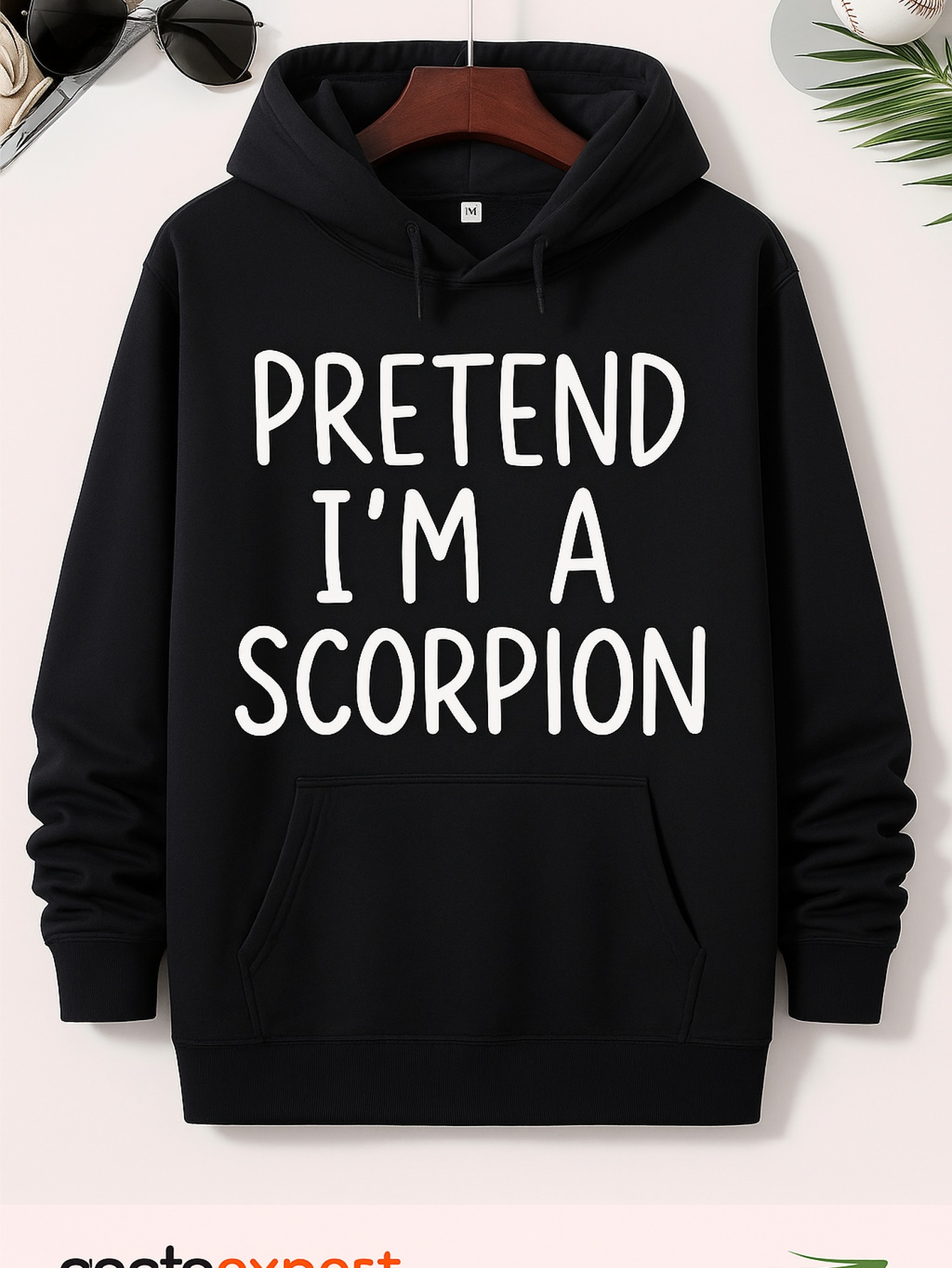 Men's Graphic Hoodie Pretend Im A Scorpion Playful White Letter Print Black Hoodie