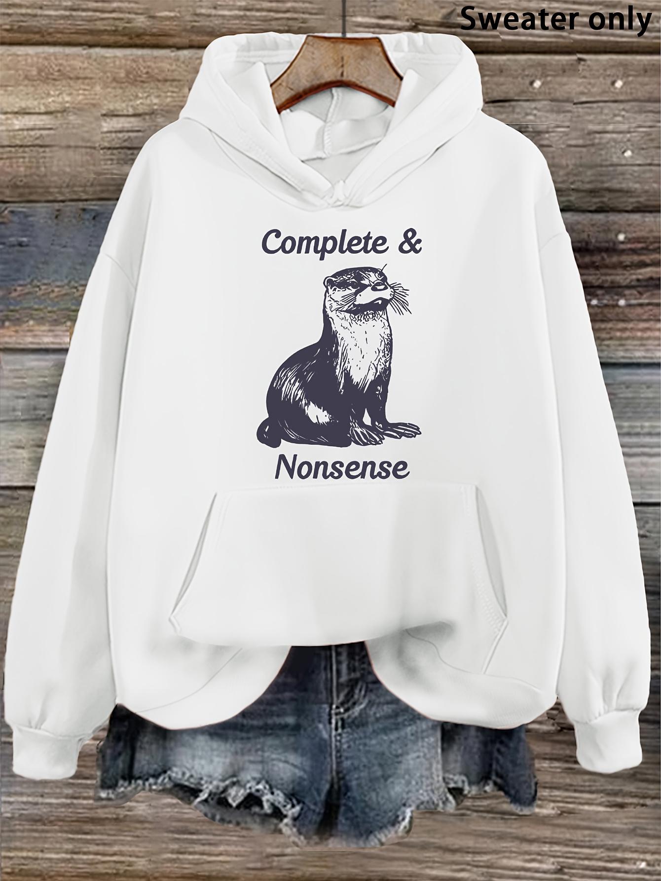 Women's Graphic Hoodie Complete Nonsense Playful Otter With Fish On Tongue Hoodie