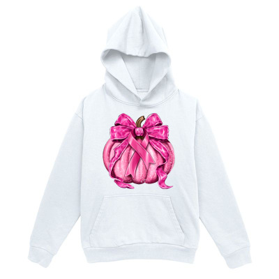 Men's Graphic Hoodie Pink Satin Ribbon Tied Glistening Pumpkin Under Soft Autumn Light Pumpkin
