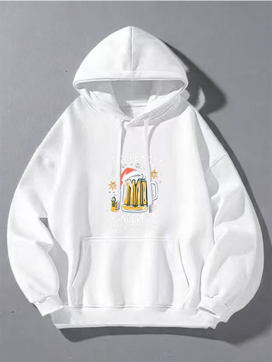 Men's Graphic Hoodie Sunny Day With Fresh Beer Glasses And Sunflowers Mug