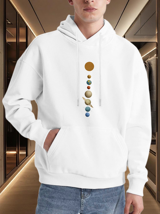 Men's Graphic Hoodie Colorful Cosmic Planets In Vertical Alignment Under Bright Sun Planets