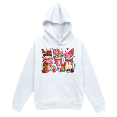 Men's Graphic Hoodie Sweet Dessert Drinks With Colorful Candy Hearts And Whipped Cream Mug