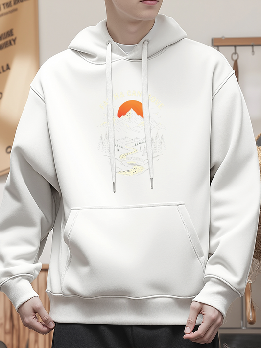 Men's Graphic Hoodie Misty Morning Sun Over Cloudy Snowcapped Mountain Scene Mountain
