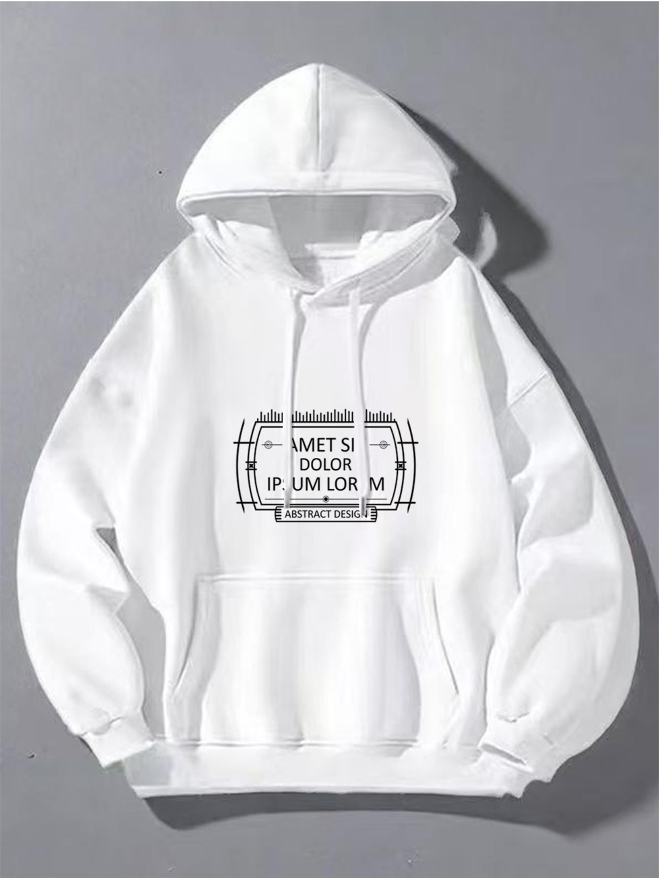 Men's Graphic Hoodie Simple Linear Frame With Words In The Center Hoodie