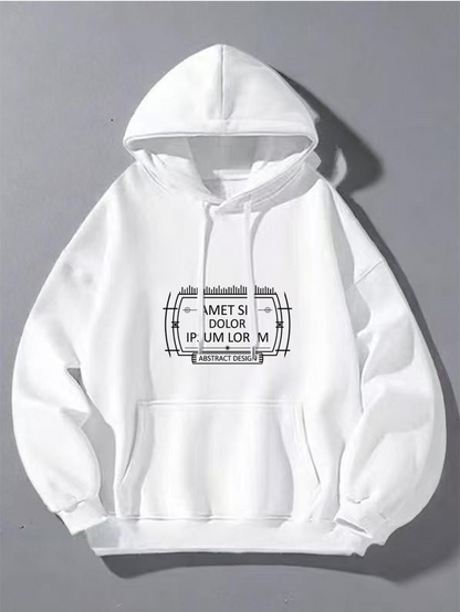 Men's Graphic Hoodie Simple Linear Frame With Words In The Center Hoodie