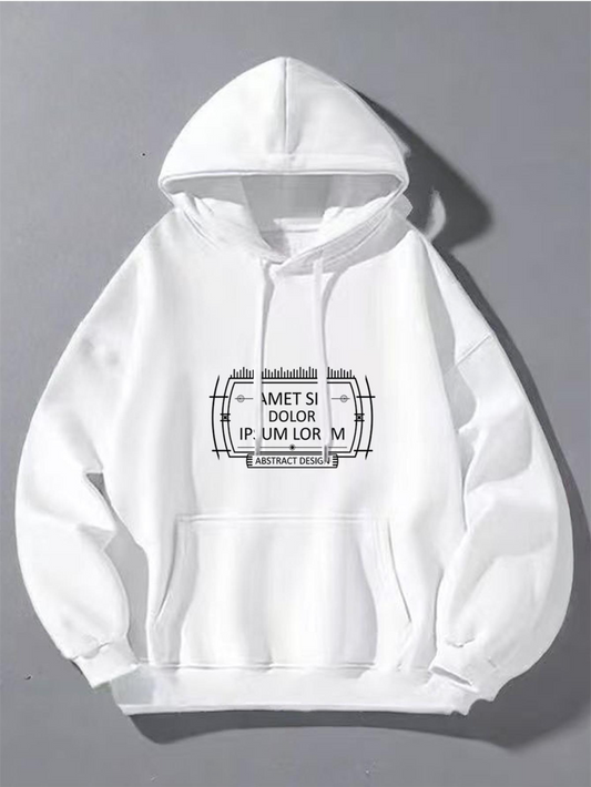 Men's Graphic Hoodie Simple Linear Frame With Words In The Center Hoodie