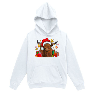 Men's Graphic Hoodie Christmas Presents And Festive Lights On A Smiling Highland Cow