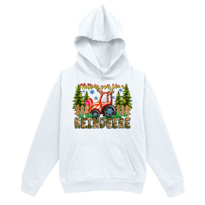 Men's Graphic Hoodie Red Tractor Among Haystacks And Pine Trees In Autumn Forest