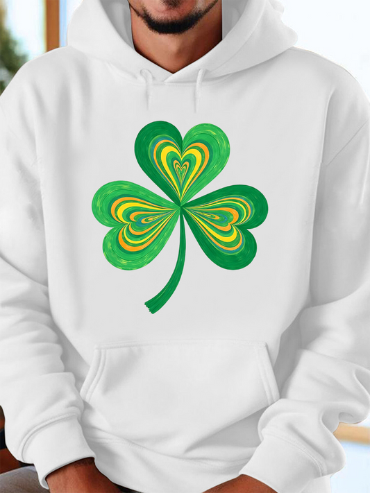 Men's Graphic Hoodie Marbled Green And Yellow Swirling Artistic Shamrock Leaf