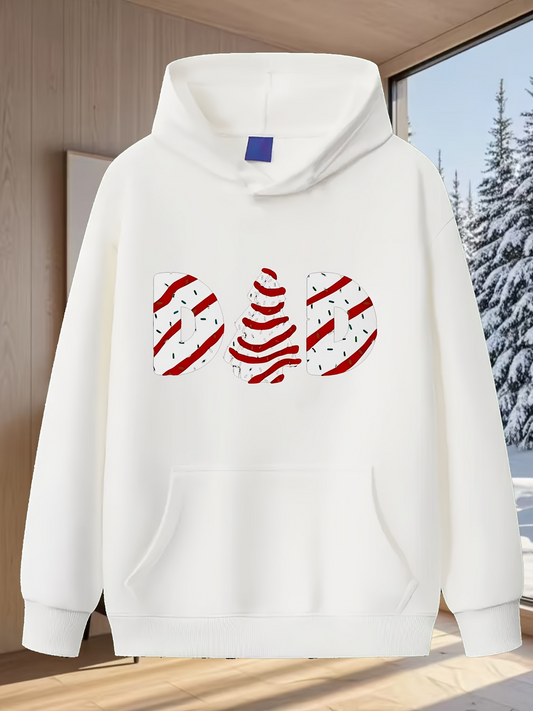 Men's Graphic Hoodie Candy Striped Pattern With Whimsical Twisted Christmas Tree Hoodie
