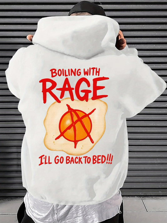 Men's Graphic Hoodie Boiling With Rage With Sizzling Egg Yolk Surrounded By Toast Bread