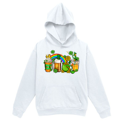 Men's Graphic Hoodie Rainbow Shamrocks Beer Mugs With Gold Coins Lucky Hats Pot