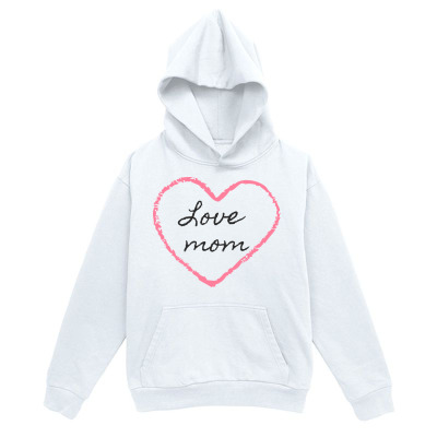 Men's Graphic Hoodie Love Mom Pink Hand Drawn Heart With Soft Calligraphy Lettering Hoodie